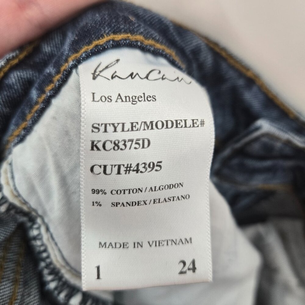 Kancan Blue Sun Moon Painted Distressed Raw Edge Jeans Waist 24 Size 1 - Picture 14 of 15